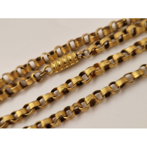 255 - A Georgian yellow metal long chain, 38 inch