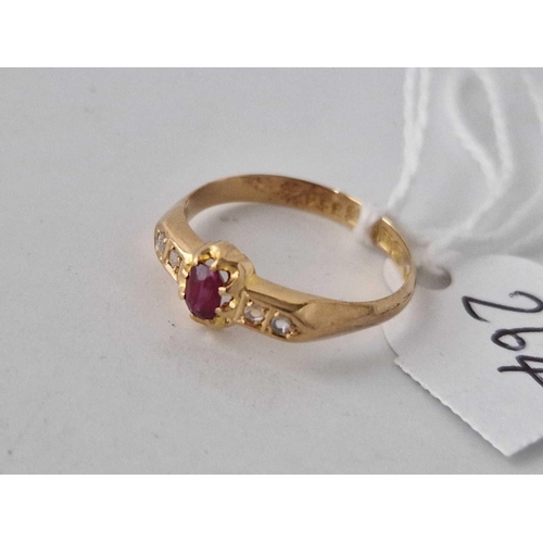 264 - Ruby and diamond 18ct gold ring size N 2.2g