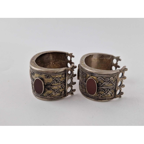 281 - A heavy pair of middle eastern silver Bangles 282 gms