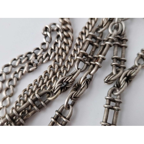 287 - pieces of silver albert chains 66 gms