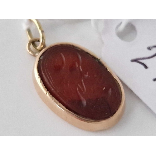 294 - A gold mounted intaglio fob pendant 2,3 gms