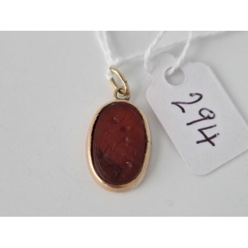 294 - A gold mounted intaglio fob pendant 2,3 gms