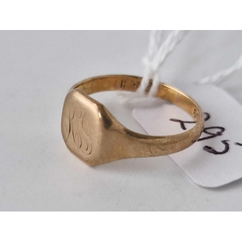 295 - A small signet ring 9ct size M 2.3 gms