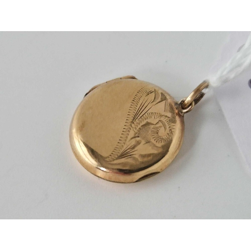 338 - A circle photo locket pendant 9ct 1.8 gms