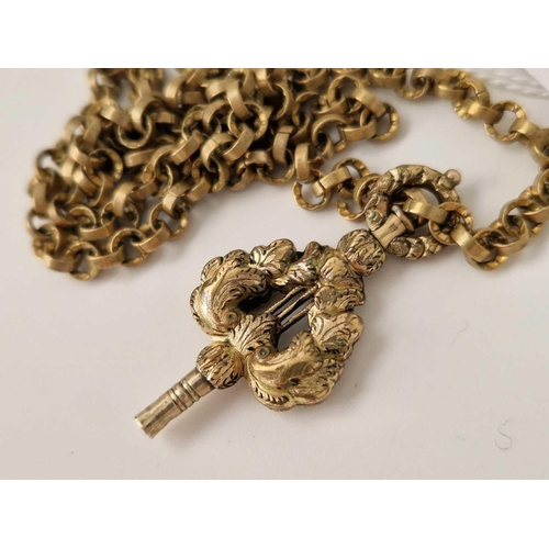 359 - A Georgian lyre watch key on Georgian chain