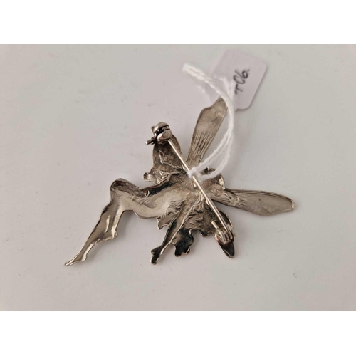 406 - A sterling silver large fairy goddess brooch