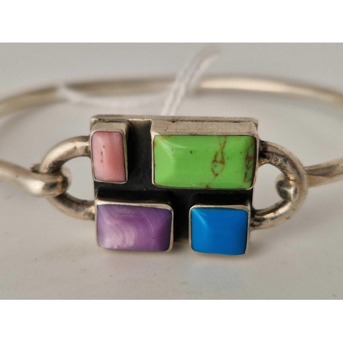 408 - A multi gem set silver bracelet 25 gms