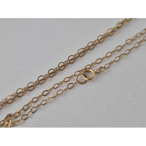 447 - A fine link neck chain, 9ct, 19inch, 1.1 g