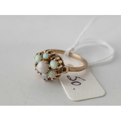 50 - A pretty opal cluster ring, 9ct, size R