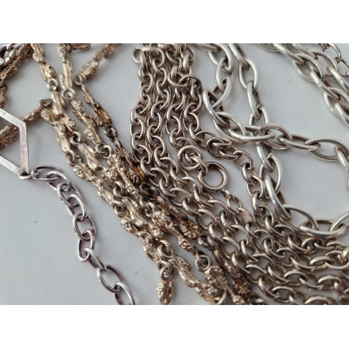 504 - Four silver neck chains 68 gms