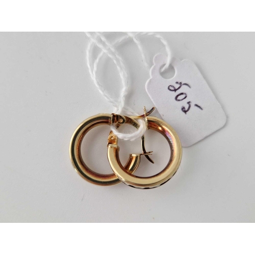 505 - A pair of multi stone hoop earrings 9ct 2.6 gms