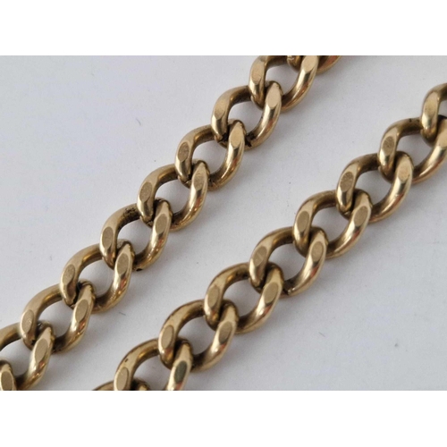 520 - A SOLID CURB LINK BRACELET WITH BOLT CLASP, 9ct, 7 inch, 20.4 g