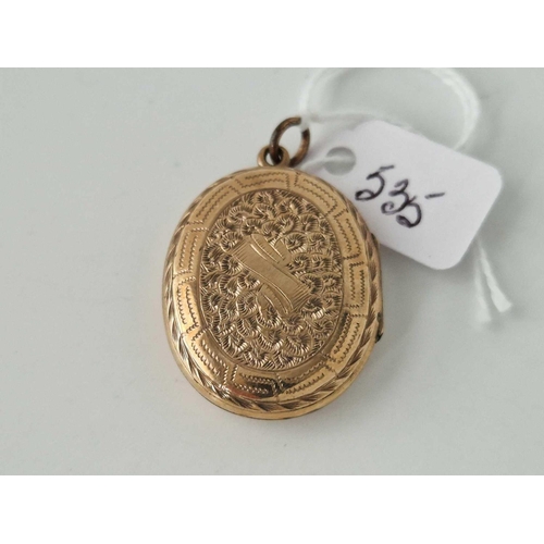 535 - A back and front oval locket 9ct 6.7 gms