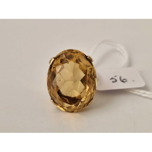 56 - A large citrine ring, 9ct, size G, 8.2 g.