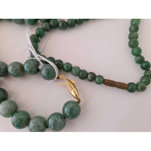 563 - Two jade-type hardstone bead necklaces