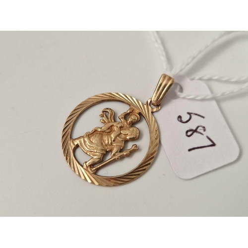 587 - A st Christopher pendant, 9ct, 1.8 g