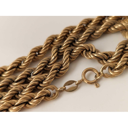 59 - A ROPE LINK NECK CHAIN, 9ct, 24 inch, 12.7 g.