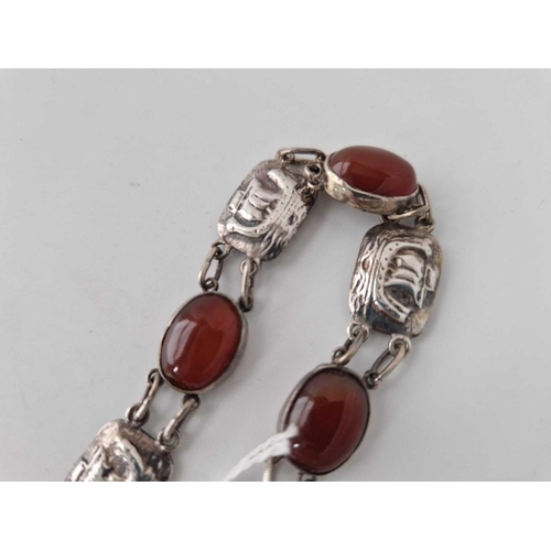 63 - A Scandinavian? Silver carnelian bracelet 24g