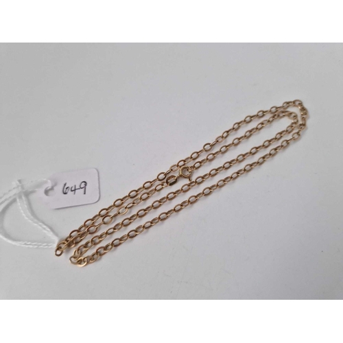 649 - An oval link neck chain, 9ct, 18 inch, 1.7 g