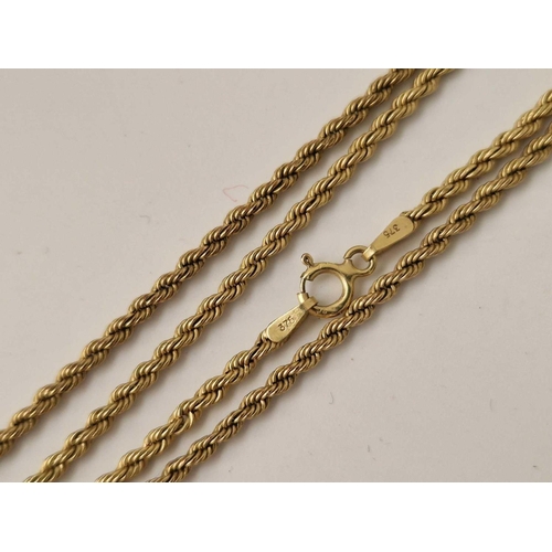 685 - A rope link neck chain, 9ct, 18 inch, 1.9 g.