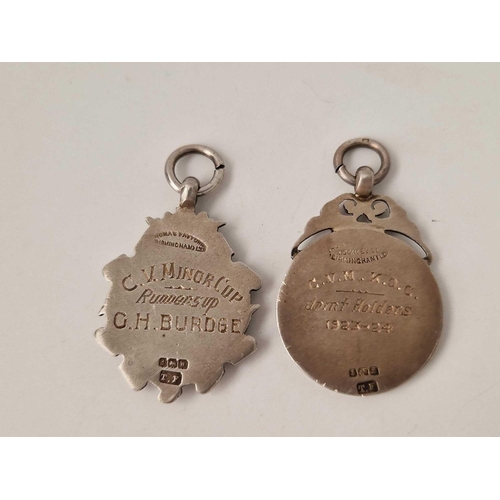 702 - Two silver watch fob medallions, 19 g