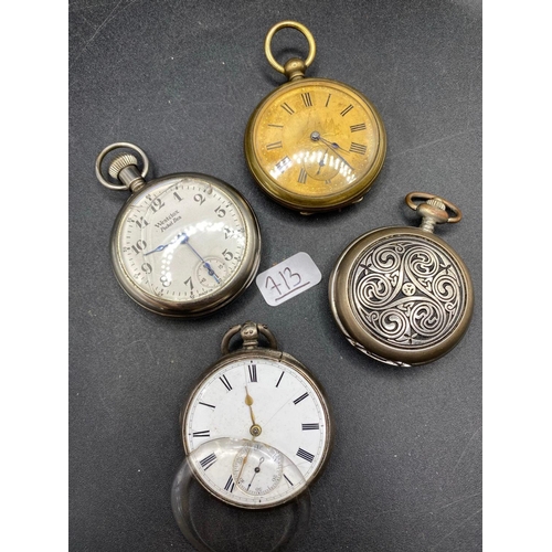 713 - A silver pocket watch and three others