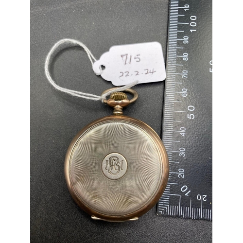 715 - A gold on silver pocket watch with seconds dial