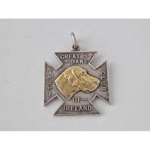 75 - A silver and gold medallion for �Irish Great Dane Club�  11.6g