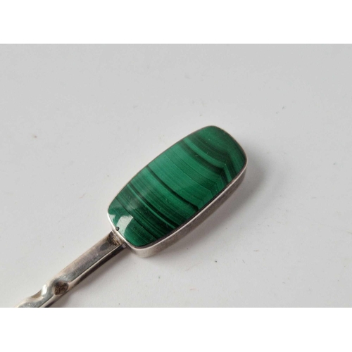 842 - A decorative spoon with malachite, Sheffield 1982 by SL