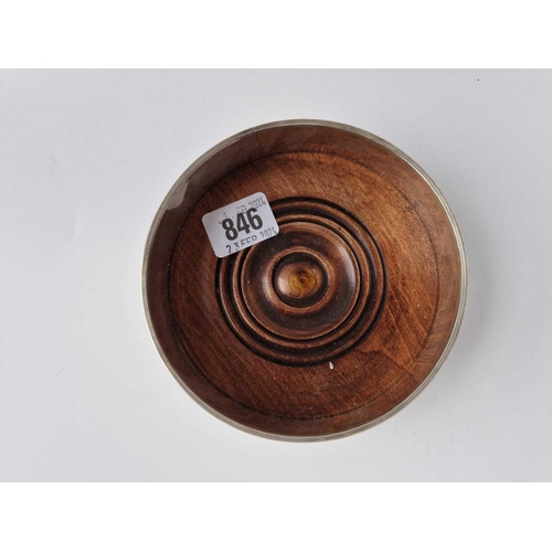 846 - A wine coaster with turned wood base, 5