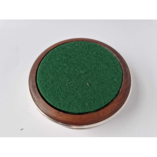 846 - A wine coaster with turned wood base, 5