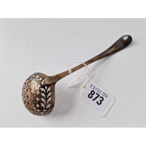 873 - George III sifter  spoon with circular bowl London 1783 By script G L ?