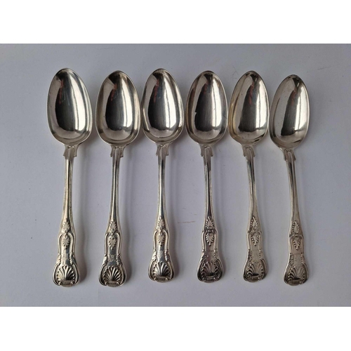 918 - Six matching Kings pattern table spoons also 1861 by GA, 585g