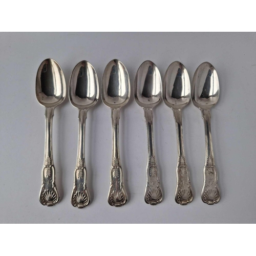 919 - A set of six Victorian fiddle pattern dessert spoons, all Dublin 1834 by SN, 330g