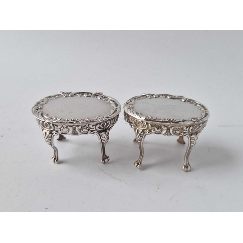 948 - Two miniature tables each on four cabriole legs , 1.75 in wide. Birmingham 1952