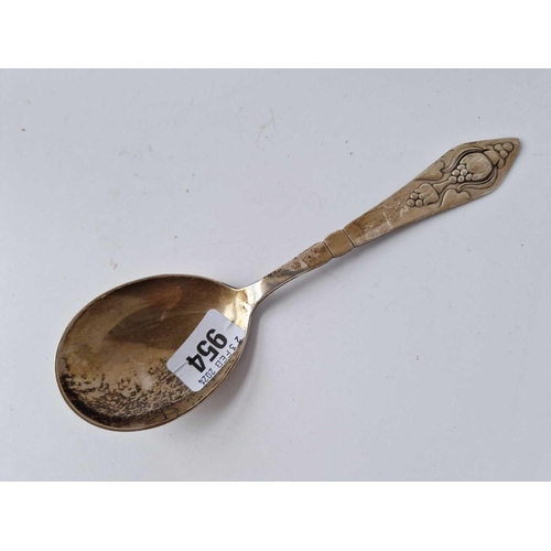 954 - Georg Jensen Large spoon with stylish handle 8.5 in long 85 gm