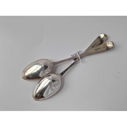 829 - Pair of George III Bright Cut Table Spoons 1792 by WS