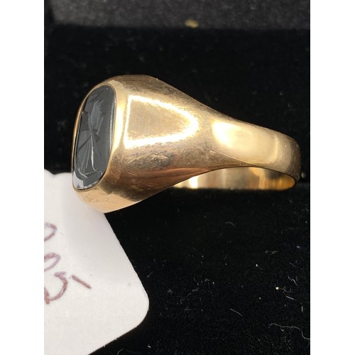 305 - A rose gold Centurion head signet ring 9ct size T