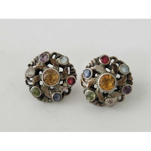 88 - A antique silver paste brooch and earrings