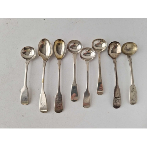 1142 - Eight various 19th C condiment spoons 90 gm