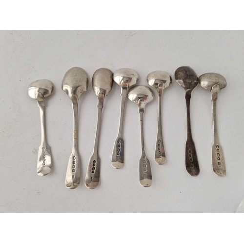 1142 - Eight various 19th C condiment spoons 90 gm