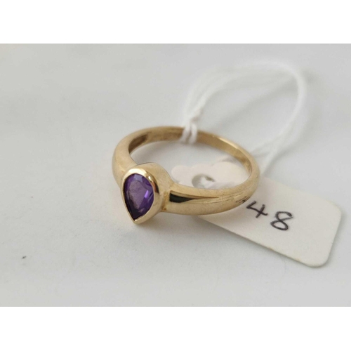 148 - Fancy cut Amethyst ring 4gms 9ct Size O