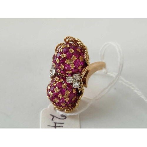 247 - Important 50�s Ruby and Diamond dress ring the double fine Ruby 
cluster highlighted by diamonds, in... 