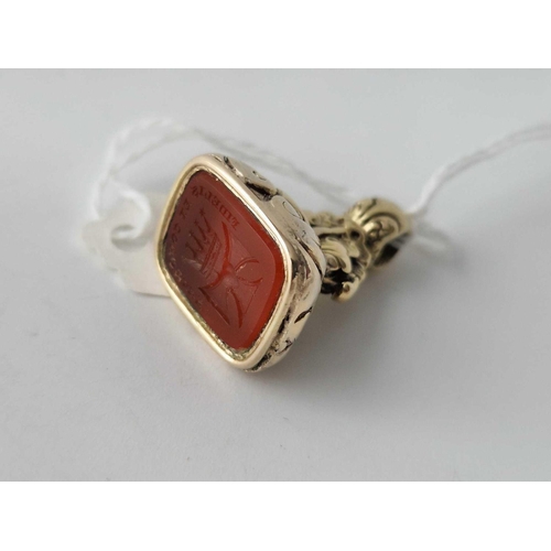 26 - A gold cased fob seal with cornelian