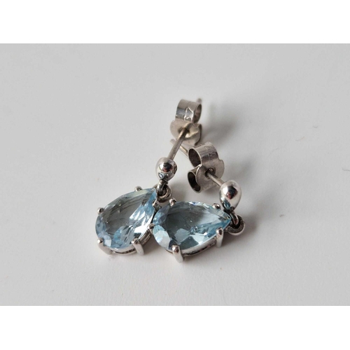 262 - A pair of aquamarine 9ct white gold earrings 2.1g