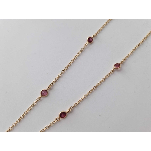 27 - A necklace set with gem stones, 14ct, 15 inch, 4.4 g