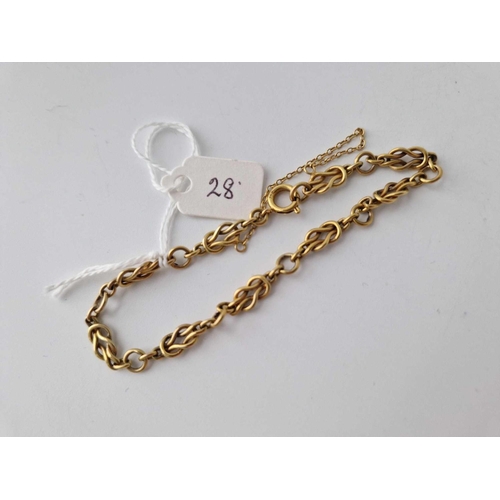 28 - A fancy link bracelet, 9ct, 7 inch, 7.6 g