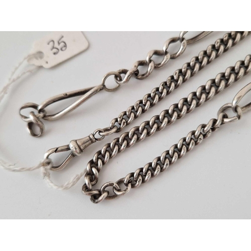 35 - Two silver Albert watch chains, 59.5 g