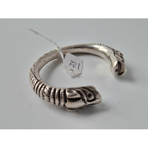 73 - A very heavy half torque silver snake bangle 99.1g