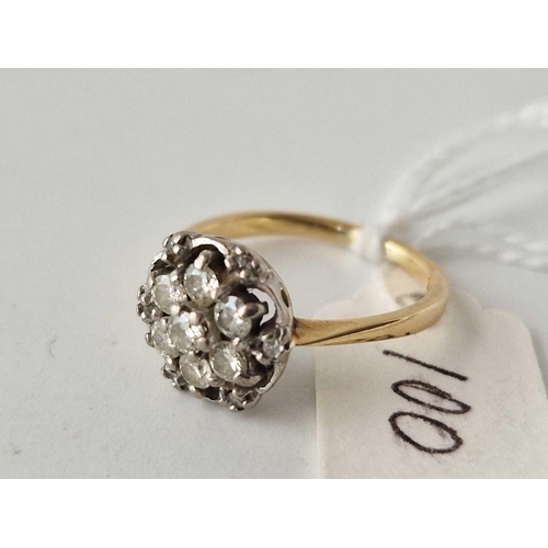 100 - A diamond cluster ring 18ct gold size M 3.5 gms